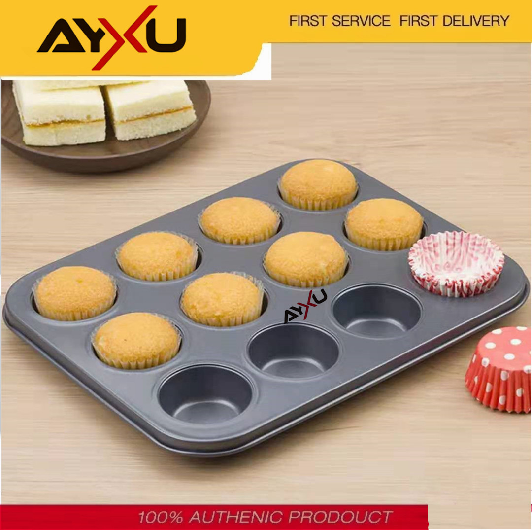 4/6/12 Holes Cupcake Baking Tray Muffin Cake Mold Non-stick Carbon