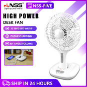 NSS Solar Electric Fan with Solar Panel and LED Bulb