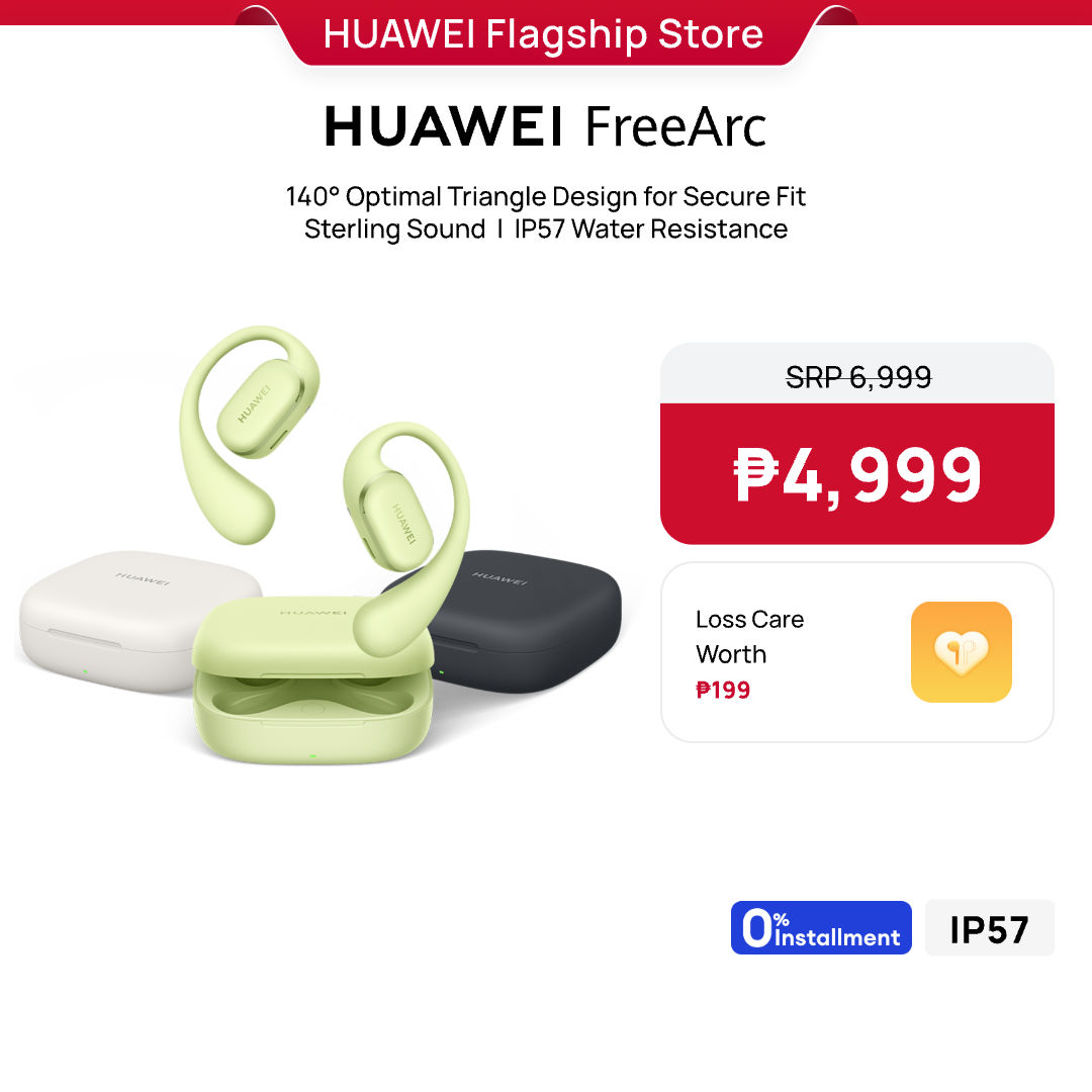 HUAWEI FreeArc Wireless Earbuds / 140° Optimal Triangle Design for Secure Fit / Sterling Sound / IP57 Water Resistance