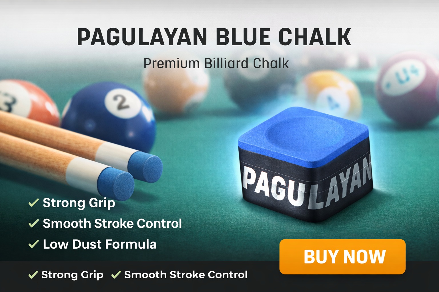 Pagulayan Blue Pool Chalk Bilyar Tisa Grip Enhancing Pool Chalk