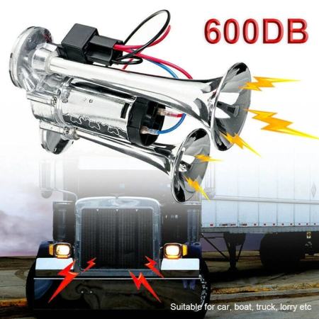 Dual Trumpet Car Air Horn Kit for Vehicles (Brand: 600DB)