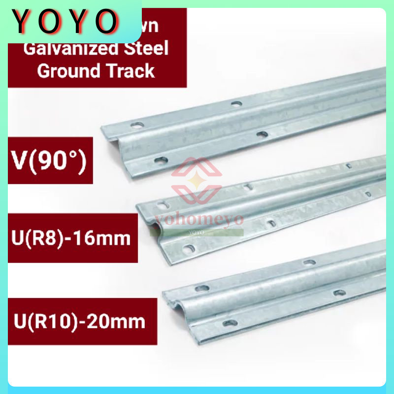 【COD】1pc Bolt Down Galvanized Ground Track, U or V Sliding Gate Bottom/Floor Guide Rail, 1m