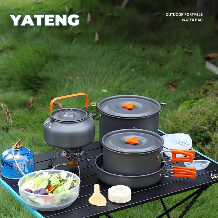 YATENG Outdoor camping cooking complete set portable Camping Cookware Set  Marching Utensils Tableware Cooking Stove Kit Travel Pan Hiking Picnic  camping cooking set hiking cooking set picnic set ware