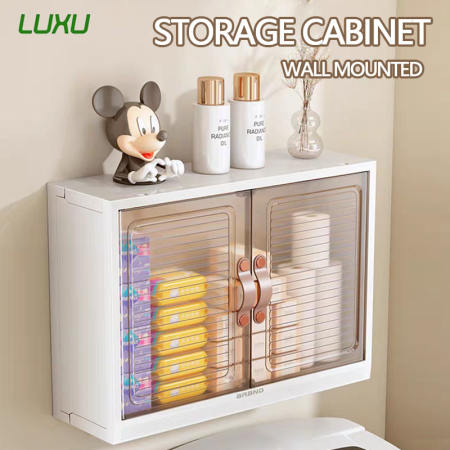 LUXU Wall Mounted Bathroom Cabinet Storage Rack Organizer