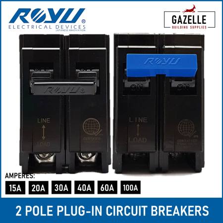 Royu Plug-In Circuit Breaker - 2 Pole, Various Amps