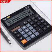 Deli 12-Digit Dual Power Calculator for Office Supplies