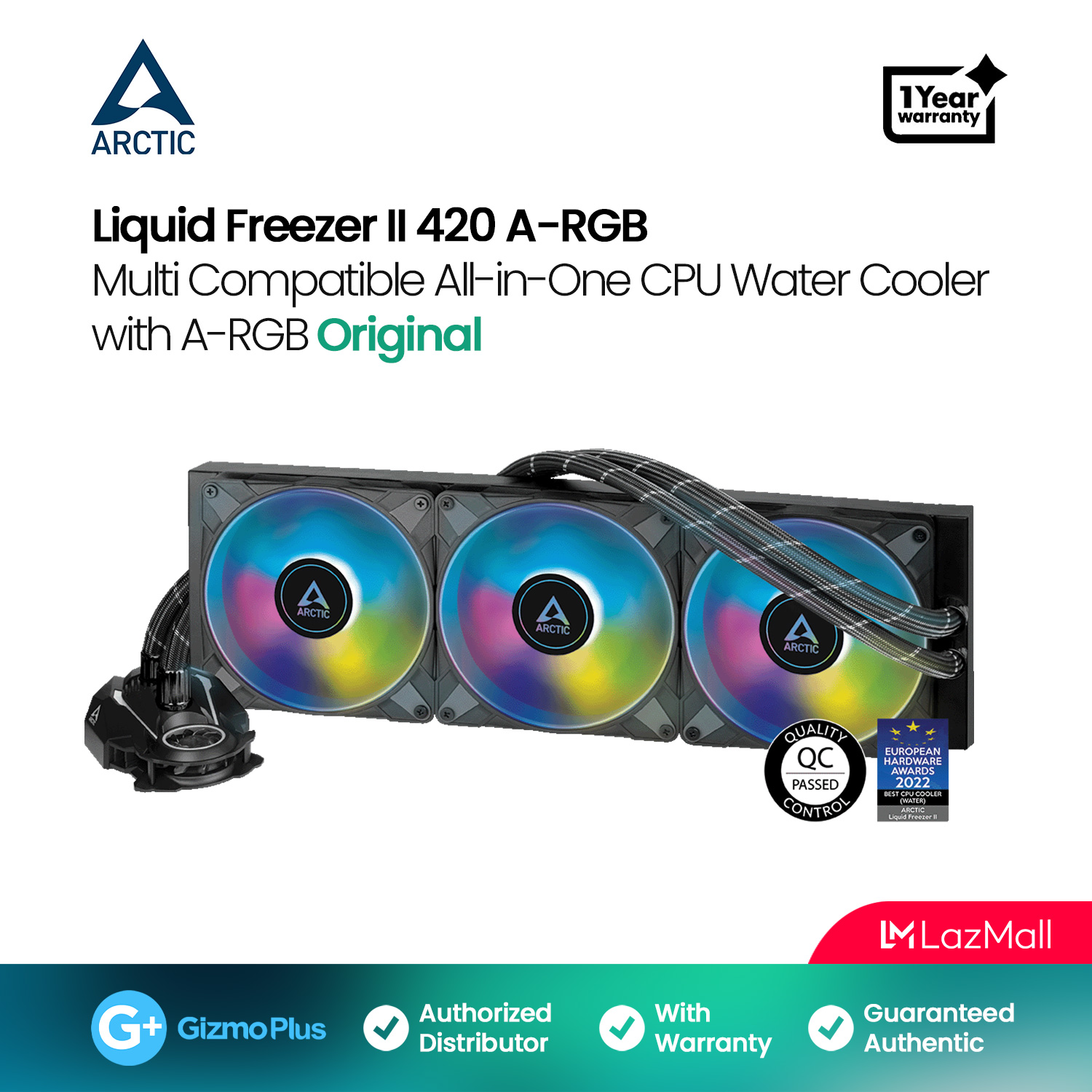 Arctic Liquid Freezer II 420 A-RGB - Multi-Compatible All-in-one CPU AIO  Water Cooler with A-RGB, efficient PWM-Controlled Pump, Fan Speed: 200-1900