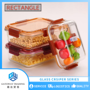 Glass Rectangle Bento Box with Lid for Microwave, Refrigerator