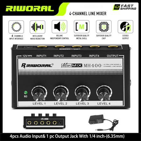 Ultra Compact 4-Channel Audio Mixer for Instruments - Low Noise