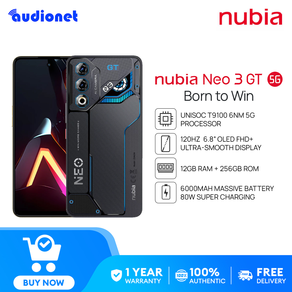 nubia Neo 3 GT 5G Smartphone | 12GB+256GB | T9100 5G Processor | 120Hz 6.8” OLED FHD+ Display | 6000mAh Battery | 80W Super Charging Presyo 14,499 Piso*Libreng Shipping