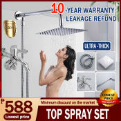 Stainless Steel Square Shower Set with Two Way Faucet