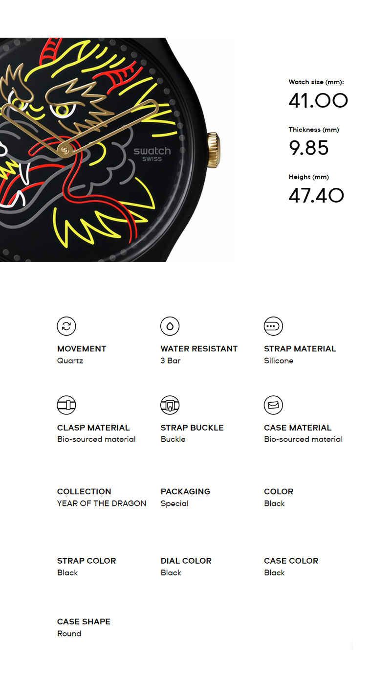 Swatch New Gent DRAGON IN WIND PAY! SO29Z137-5300 Black Silicone