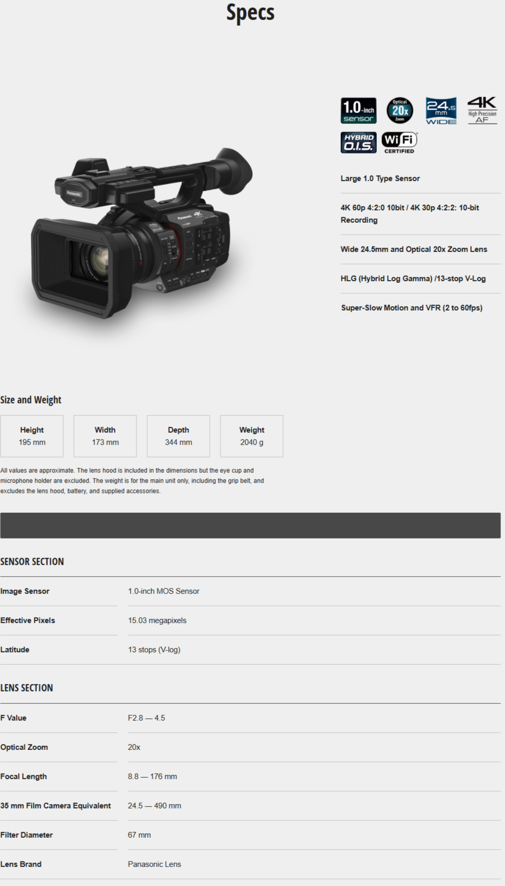 Panasonic HC-X2 Cinematic 4K HDR Professional Camcorder Panasonic HC-X2 Cinematic 4K HDR Professional Camcorder