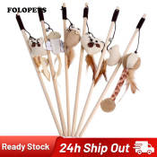 FOLOPETS Teaser Bell Feather Cat Toy Stick Rod Interactive