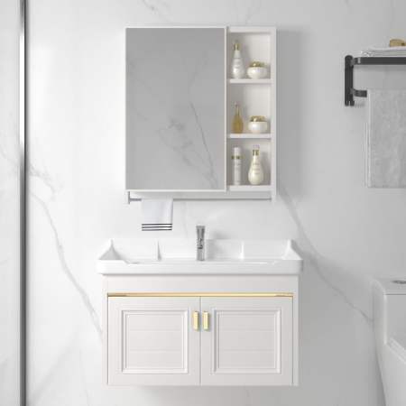 Aluminum Bathroom Cabinet Set with Ceramic Sink and Storage