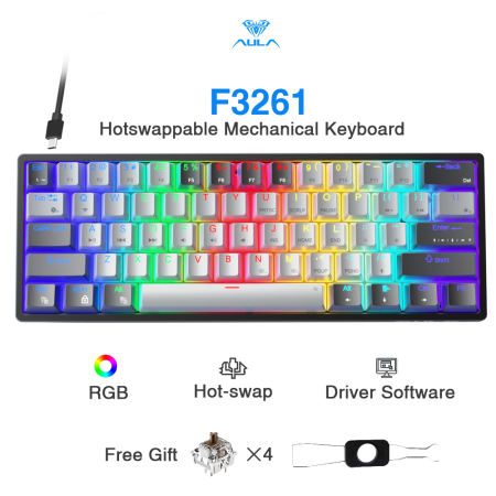 AULA RGB Backlit Mechanical Gaming Keyboard with Hot-swappable Keys
