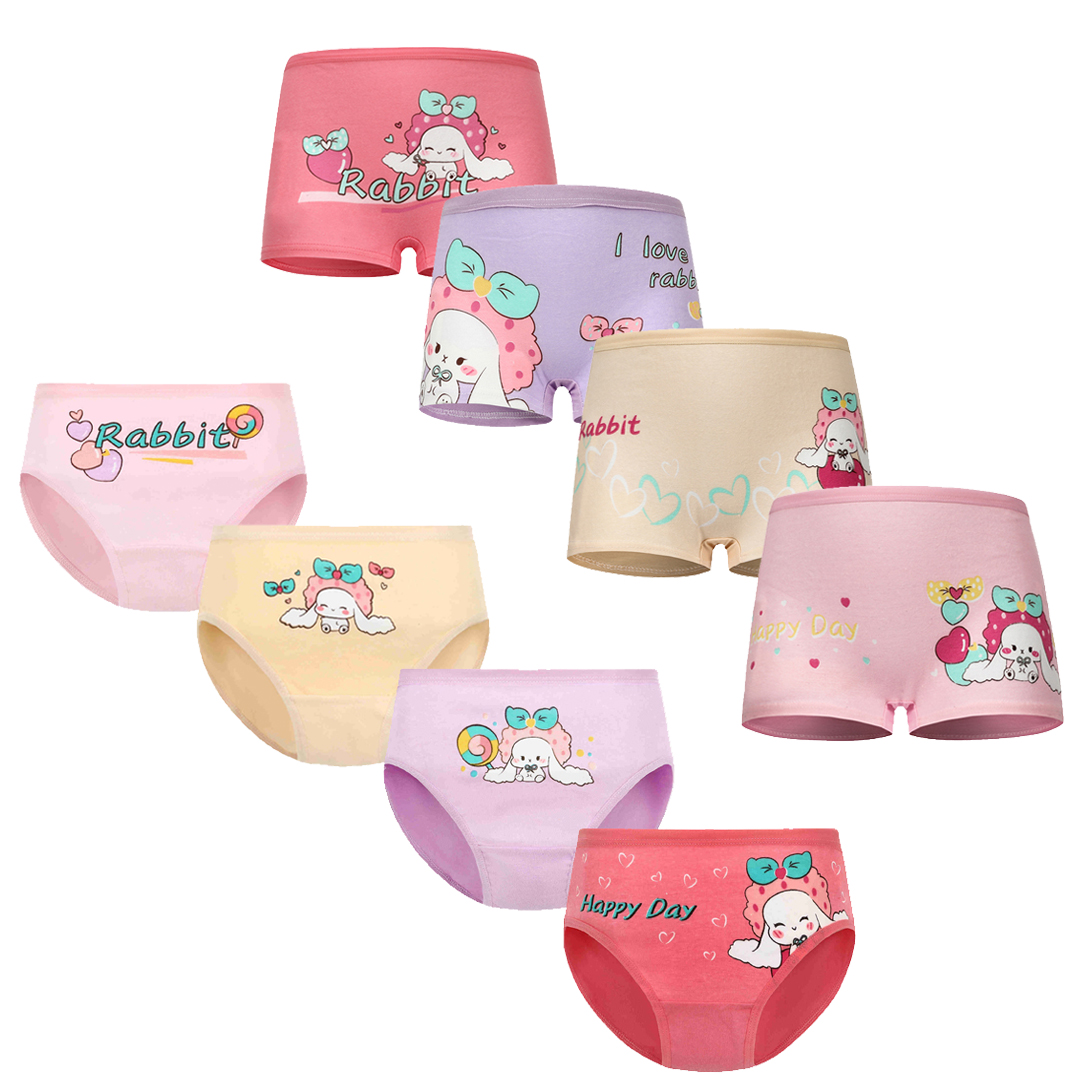 SMY 8 PCS/Set Cotton Children's Underwear Cute Cartoon Animal Print Pattern  Girls Underwear Soft And Breathable Panty For kids Girls 2-12Yrs