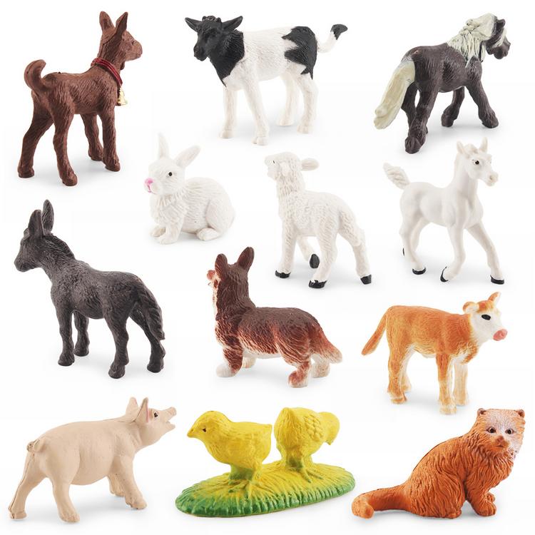 Farm Animal Figurine 12pcs Small Farmhouse Animals Realistic Farm Party ...