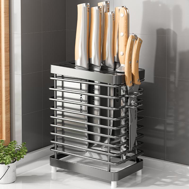 304 Stainless Steel Knife Holder Kitchen Shelf Household Table Top