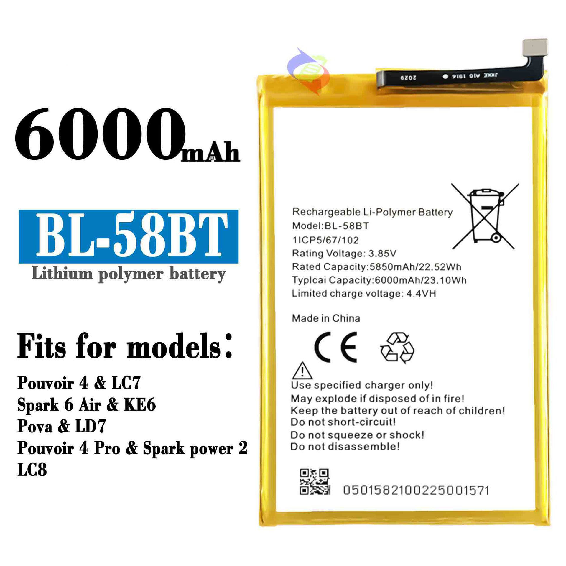 tecno 58bt battery