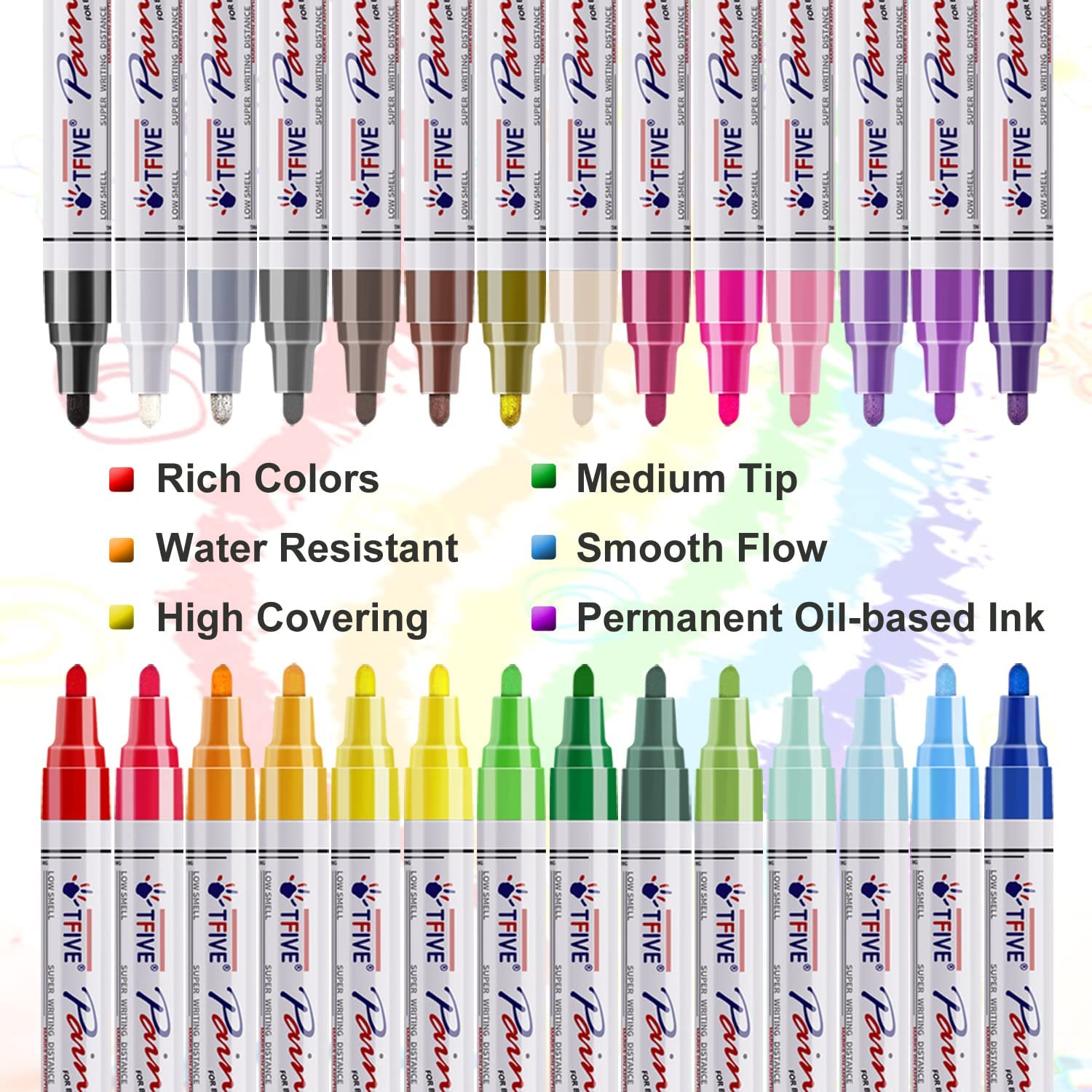 20 Colors Paint Markers, Paint Pens Oil-Based Waterproof Paint Marker Pen  Set, Never Fade Quick Dry and Permanent, Works on Rocks Painting, Wood