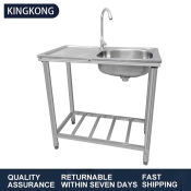 Kingkong Kitchen Portable Stainless Steel Sink with Bracket