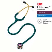 3M Littmann Pediatric Stethoscope, Caribbean Blue, Rainbow Finish, Gold