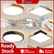 GOGEOUS Modern LED Ceiling Light - Ultra Thin, Tri-Color (10 words)