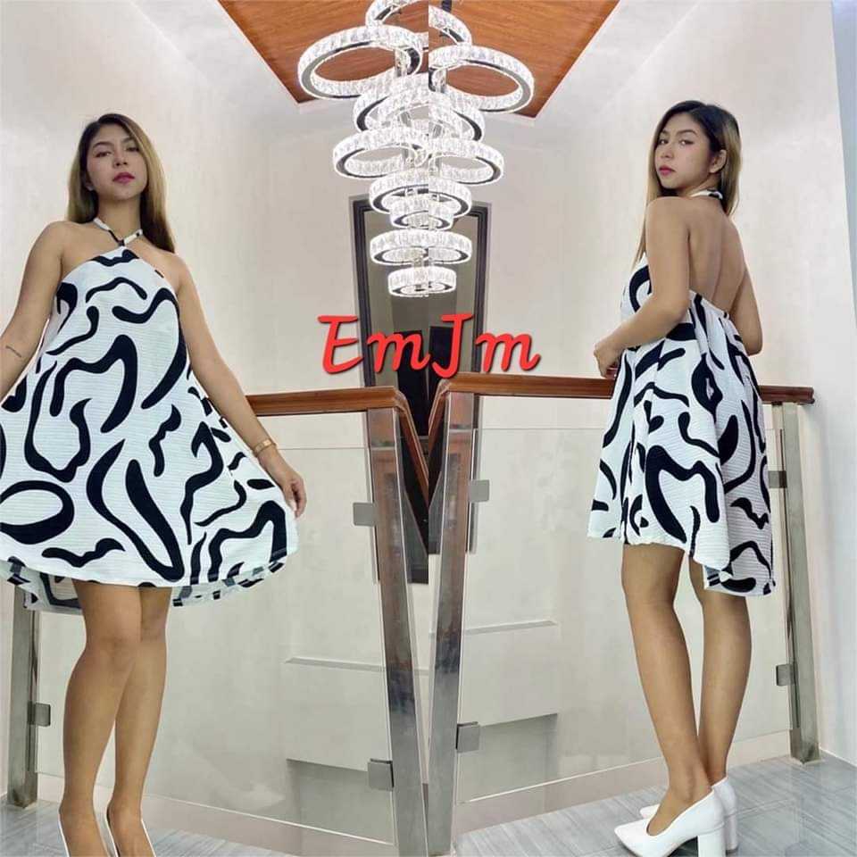 KATHRYN BARK CREPE HALTERED BACKLESS DRESS UP TO 4XL FIT