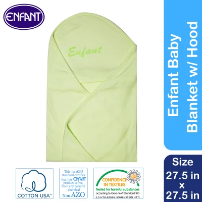 Enfant 100% Cotton Baby Newborn Receiving Blanket with Hood (White pink blue green yellow ) (1)