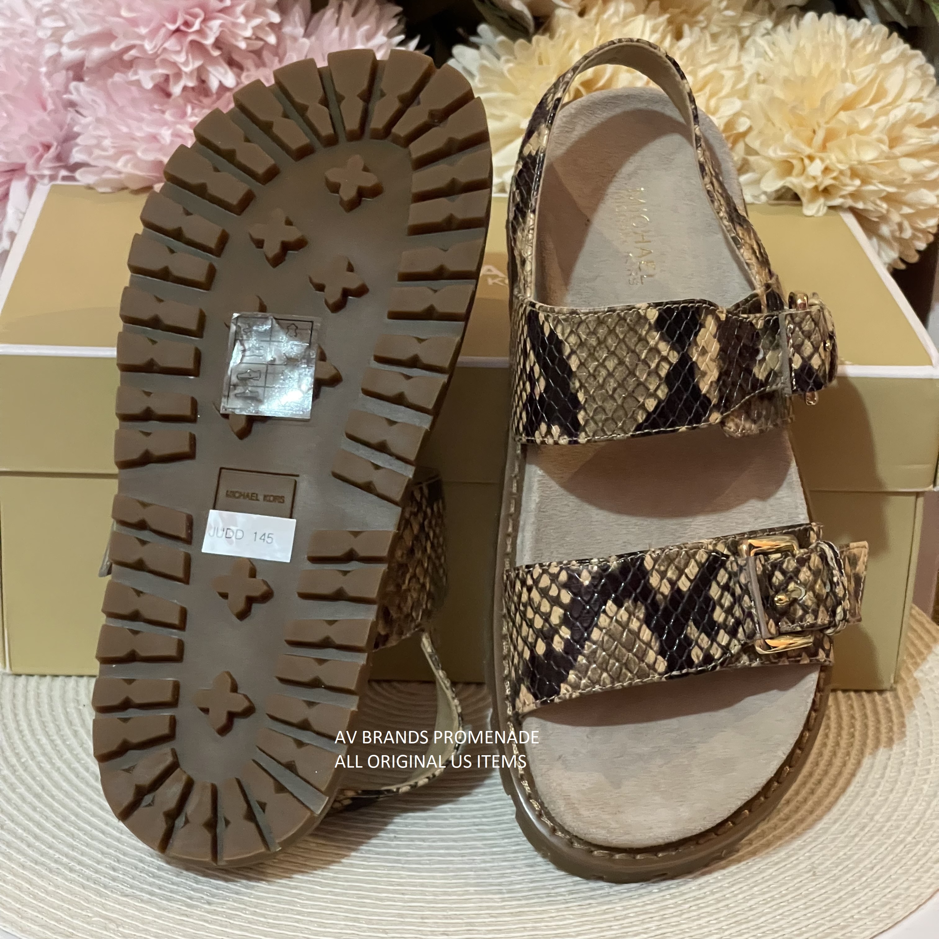 Original Michael Kors Judd Snake Leather Embossed Sandals Animal Print  Sandals Ankle Strap Casual Sandals Pink Sandals l AV Brands Promenade |  Lazada PH