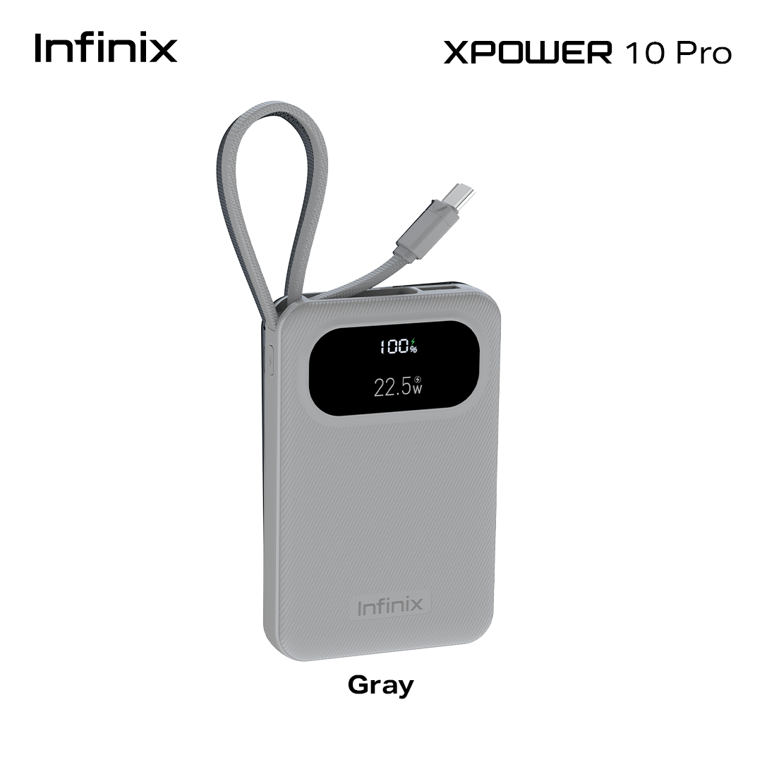 Infinix XPOWER 10 Pro / 10000 mAh Large Battery Capacity / Integrated Type-C Cable for Easy Charging / 22.5W Max Output Fast Charging Powerbank - Image 3