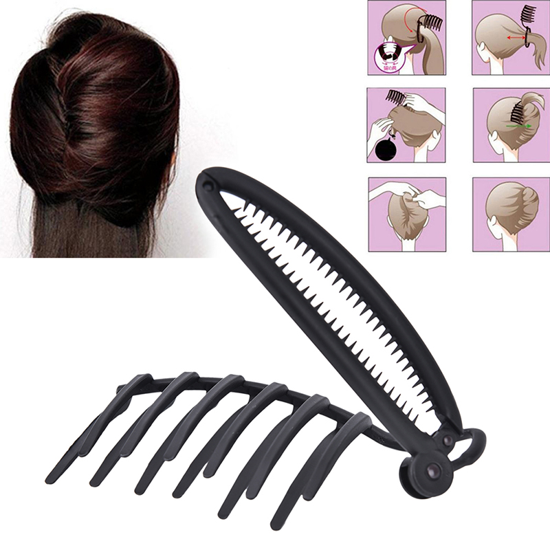 Health Beauty Magic women DIY hair styling updo bun comb clip set for hair  french twist maker 