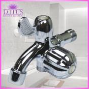 Lotus Double Spout Chrome Faucet - Durable 2-Way Valve