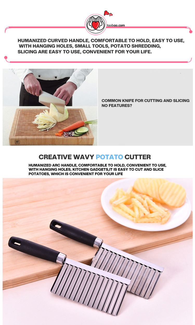 4pcs Crinkle Knife French Fries Slicer Vegetable Fruit Salad Corrugated  Cutter Multifunctional Corrugated Chopping Blade