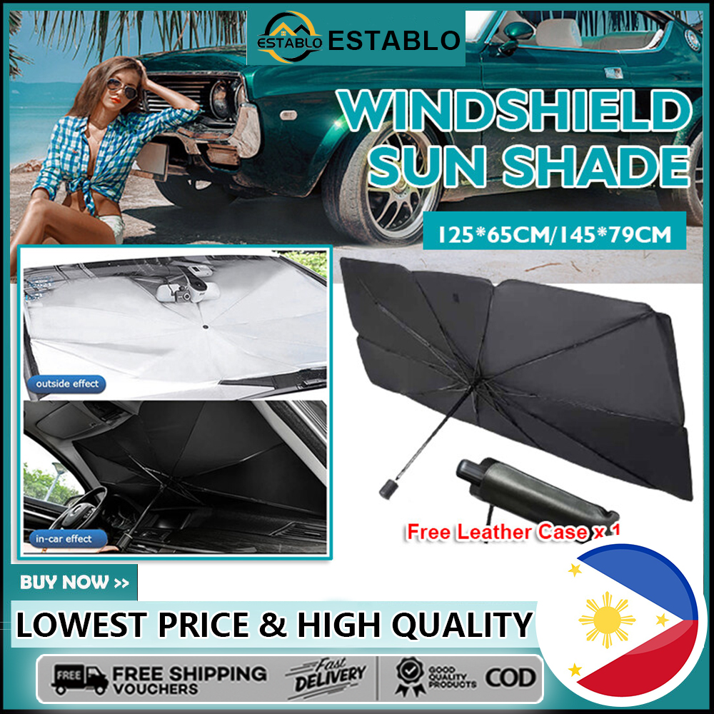 Car Sunshade Windshield Sun Shade, Titanium Silver Cloth Foldable  Windshield Sun Shade Umbrella( Size : 65 X 125 Cm )