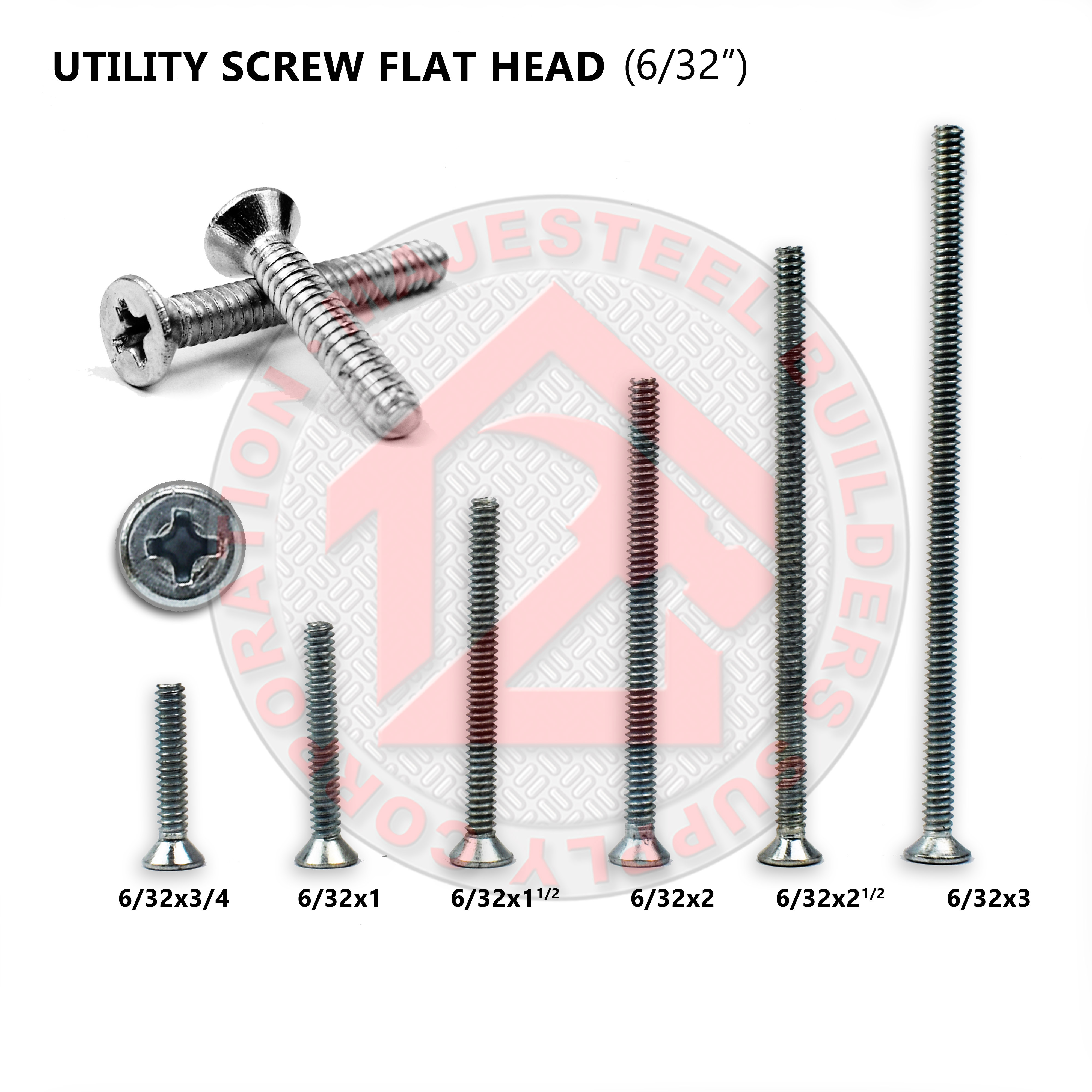100pcs) Flat Head Utility Box Screw 6/32'', Junction Box Screw (Majesteel)