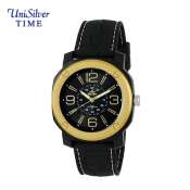 UniSilver TIME Men's Black/Gold Rubber Analog Watch KW1884-1011