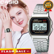Casio Women's A159WA Chronograph Watch in Silver Stainless Steel