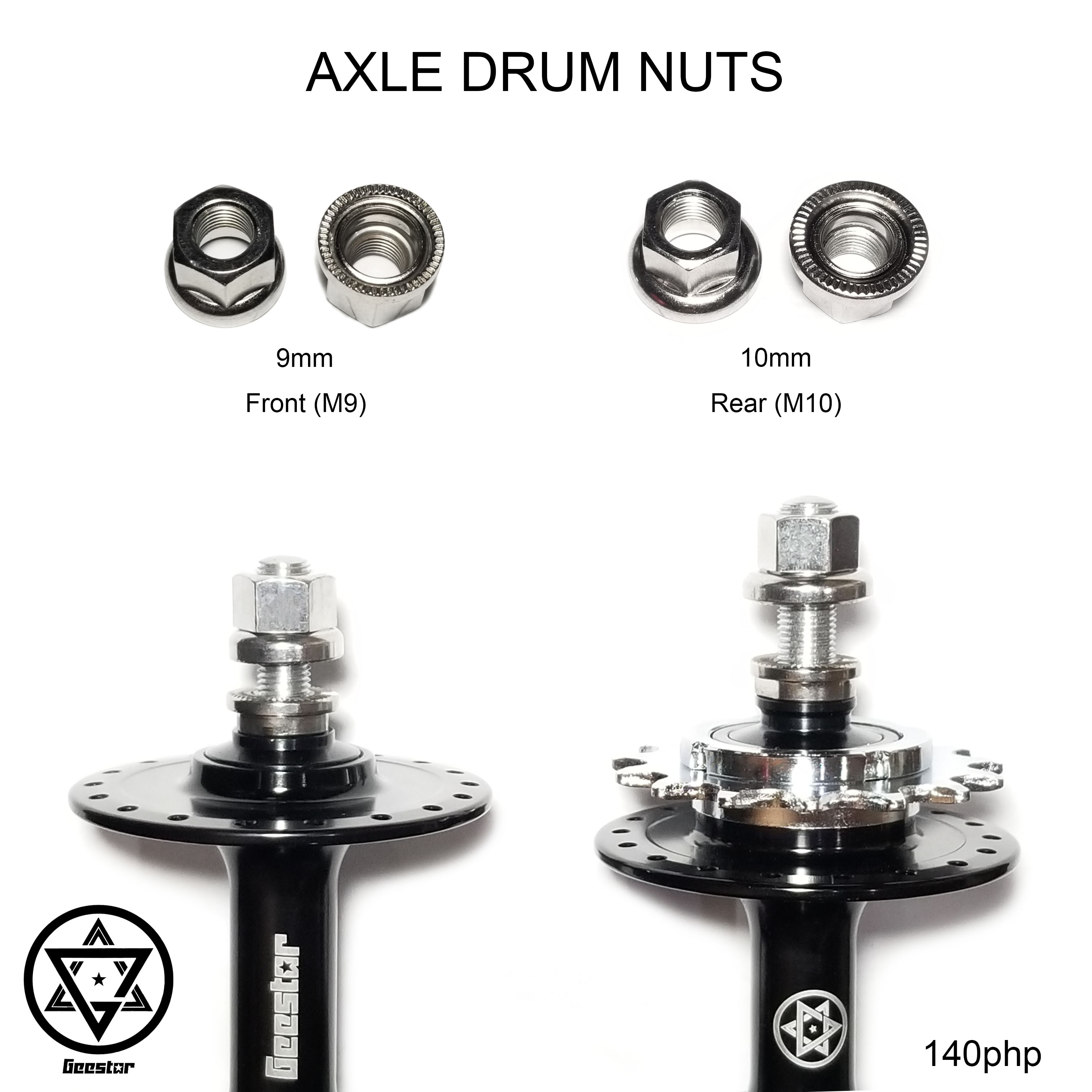 Fixed Gear Nuts Axle Drum Nuts Track MTB Road Bike Hub Axle Nut M9