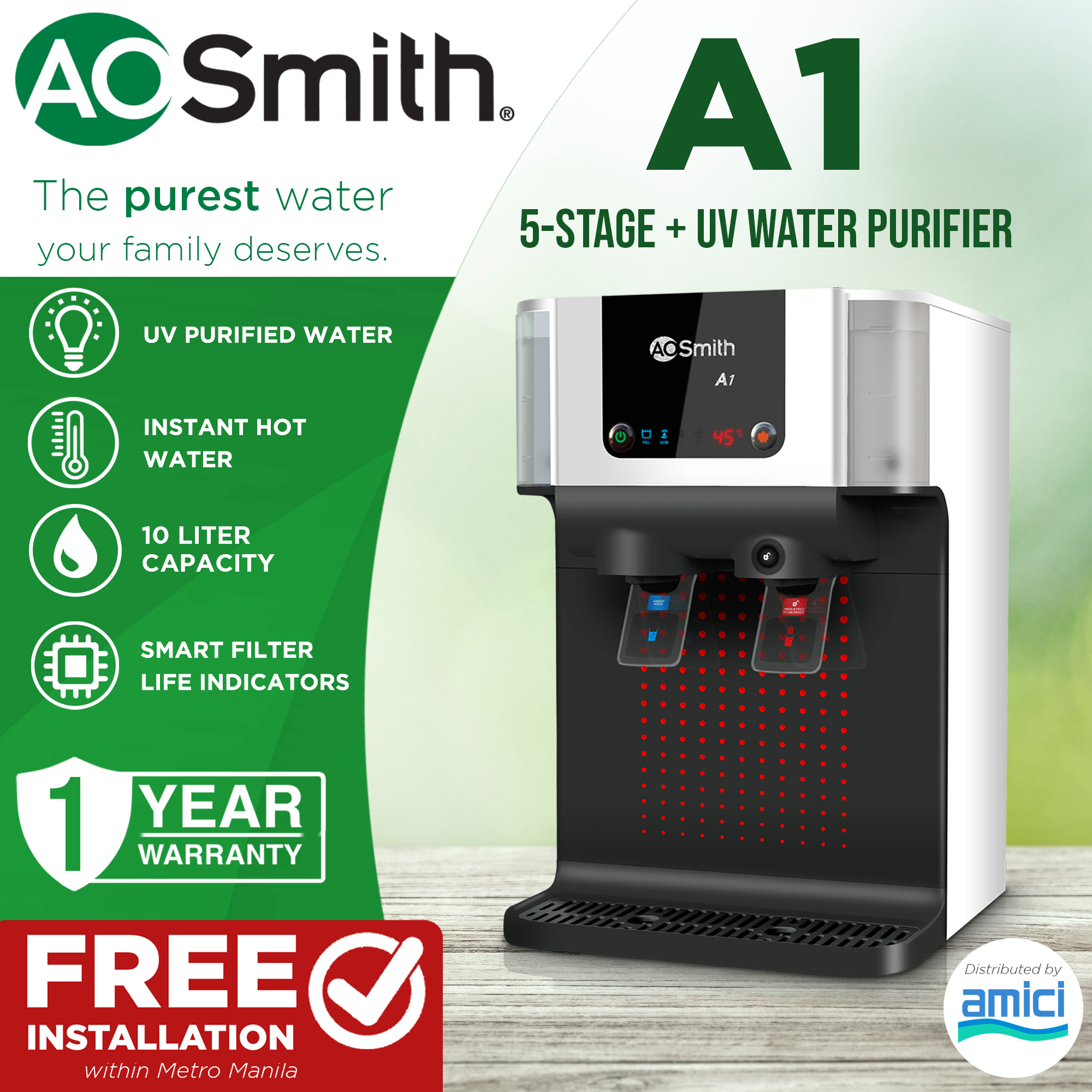 Smith A6 RO+SCMT Water Purifier, Stage Reverse Osmosis  Mineraliser Technology, Ambient and Hot Water