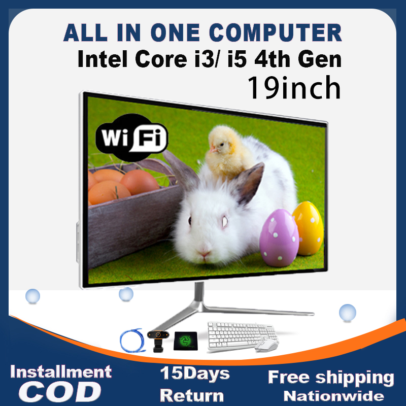 Lazada Philippines - ?Brand New?All in One Computer Set PC Full Set Core I5 19 inches gaming pc set Intel dual-core I5 i3 4th Up To 2.6GHZ With 4G 8G ddr3 memory and 128G 240G 480G 512G SSD All In One Desktop computer for Online class learning, business office gaming