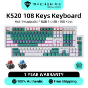 Machenike K520 Mechanical Keyboard Hot-Swappable 108 keys layout wired keyboard gaming keyboard Led colorful backlit Anti-Ghosting Keys Type-C cable for laptop computer desktop PC keyboard Red switch/Brown switch/Blue switch