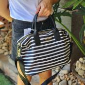 Kate Spade Lyla Crossbody Bag with Black White Stripe