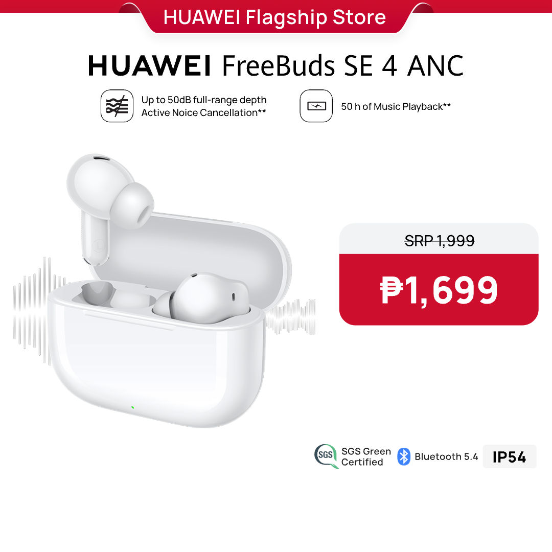 HUAWEI FreeBuds SE 4 ANC l Wireless Earphone l Up 50dB Maximum Full-range Depth l 50H Long Battery Life l IP54 l Broadly Compatible
