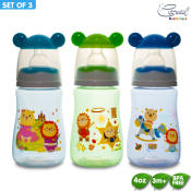 Coral Babies 4oz Tinted Feeding Bottles with Character Hood