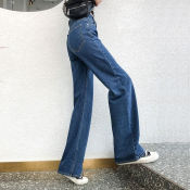 Wide Leg High Waist Denim Jeans for Women 
