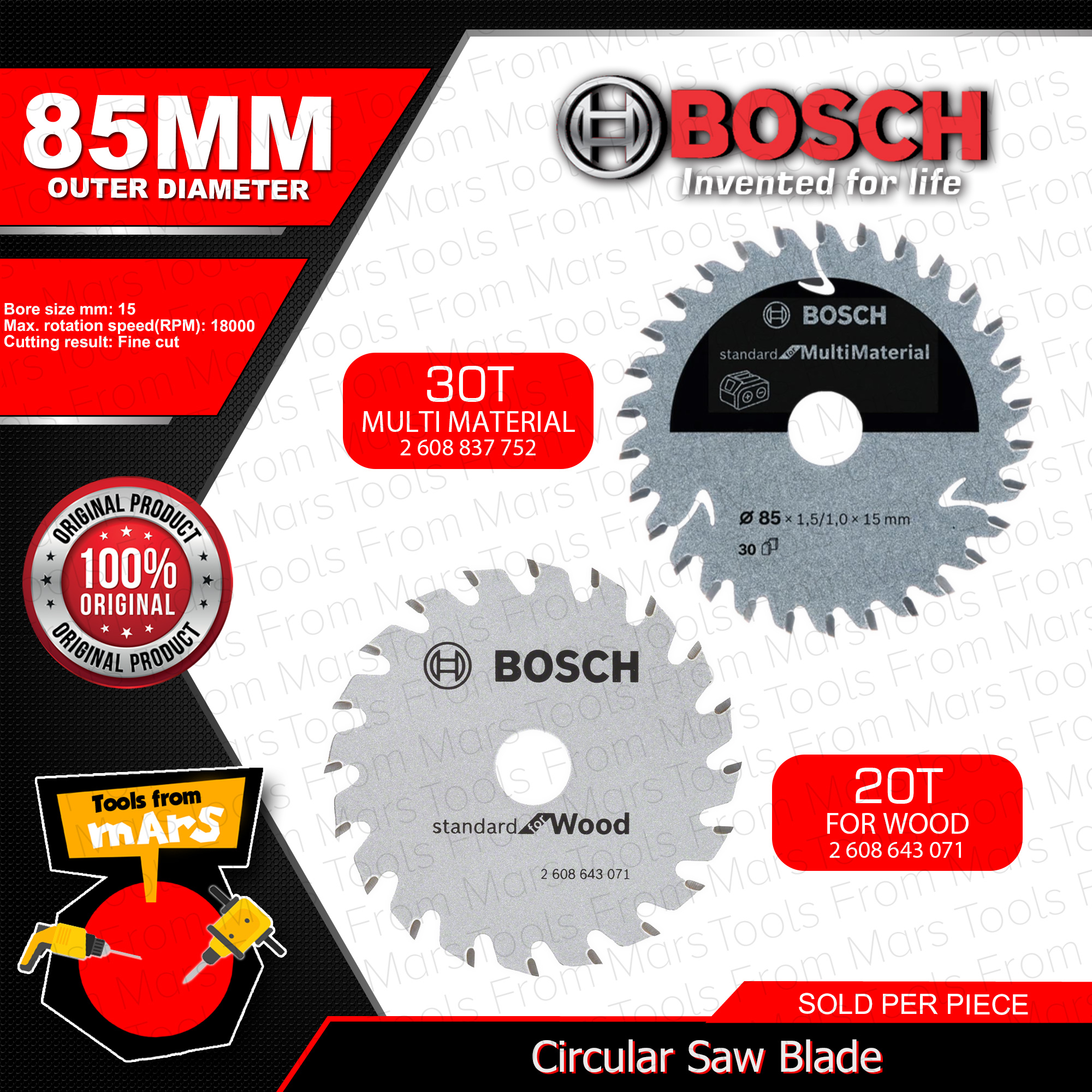 85mm Circular Saw Blades Set – 5-Piece, 15mm Arbor, Includes Carbide, HSS, Diamond & Resin Blades For Wood, Marble & Plastic