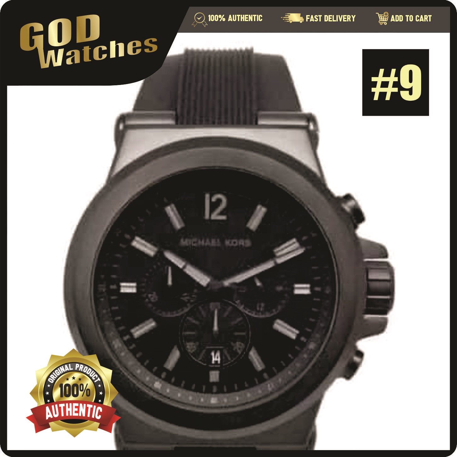 Michael Kors MK8734 44mm Mens Watch Black Steel Bracelet BlackRed Di   Watch Sales Market