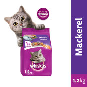 WHISKAS Dry Cat Food Mackerel Flavor for Adult Cats 1.2kg